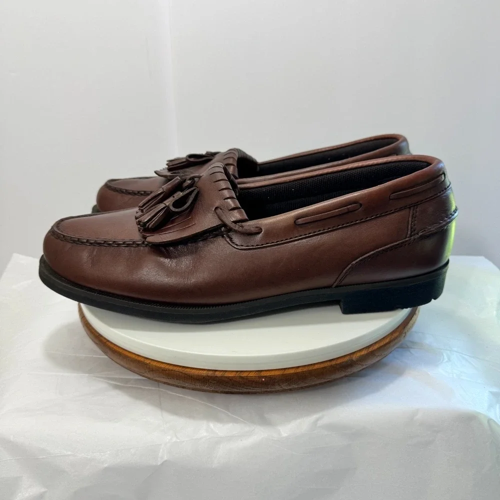 Hunters Bay Vtg. Ecletic Ivy League Leather Tassel Kiltie Loafers Men 13 Brown